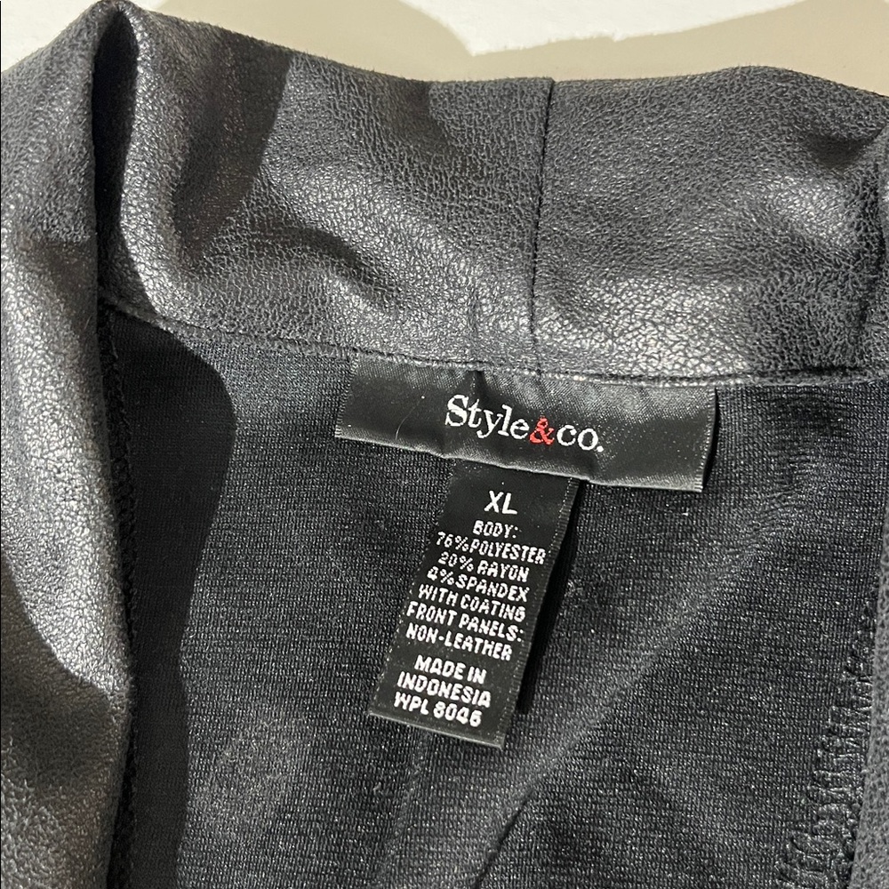 Style & Co Vegan Leather Shacket Light Jacket Blazer sz XL Black Gunmetal Bronze - Picture 2 of 7
